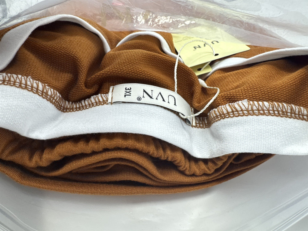 UVN 2pc Loungewear Set T-Shirt & Shorts Tracksuit Burnt Orange/Rust White 3XL