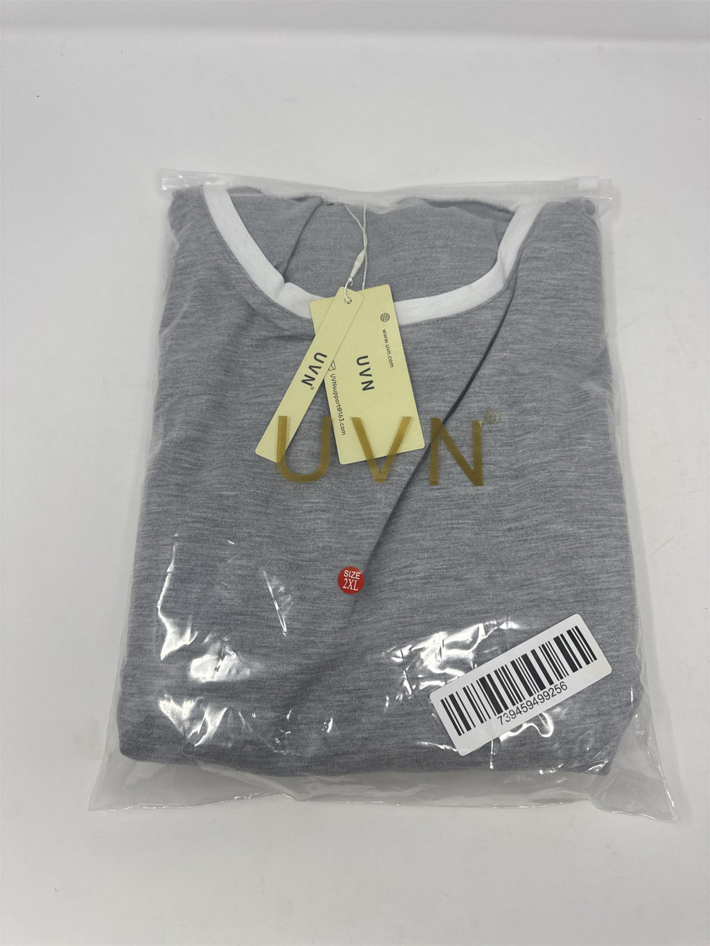 UVN 2pc Loungewear Set T-Shirt & Shorts Tracksuit Light Gray & White 2XL