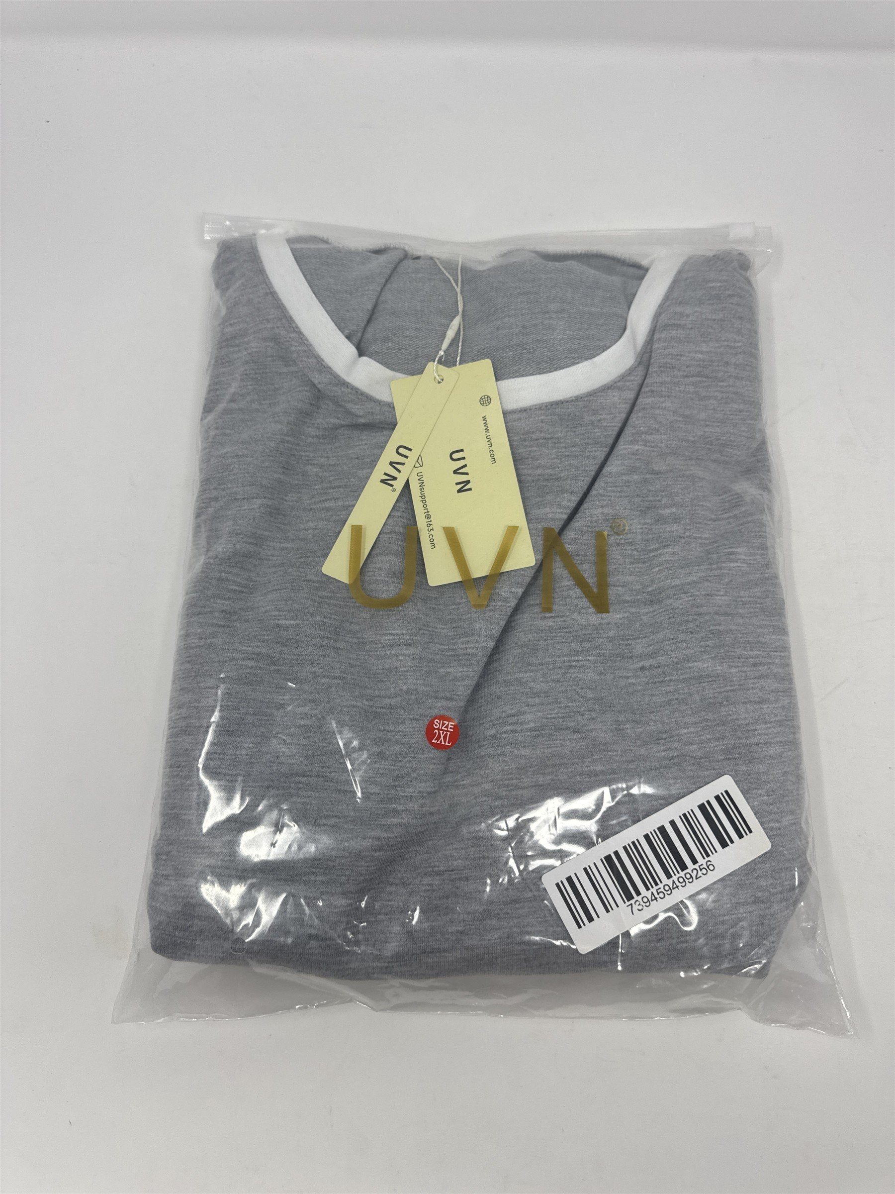 UVN 2pc Loungewear Set T-Shirt & Shorts Tracksuit Light Gray & White 2XL
