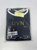 UVN 2pc Loungewear Set T-Shirt & Shorts Tracksuit Black & White 2XL