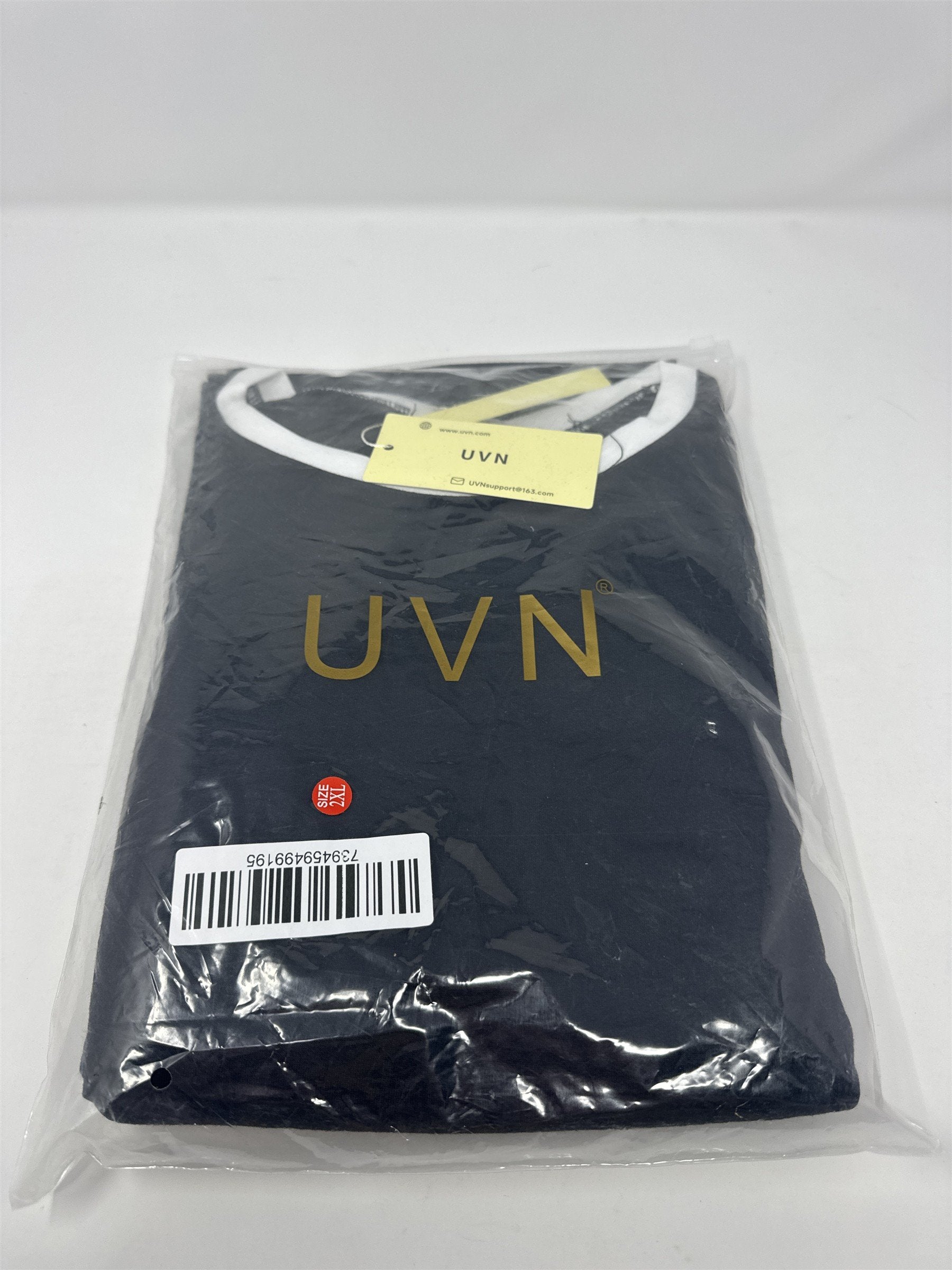 UVN 2pc Loungewear Set T-Shirt & Shorts Tracksuit Black & White 2XL