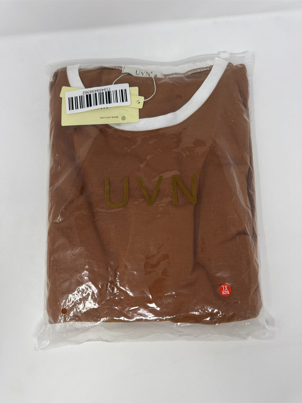 UVN 2pc Loungewear Set T-Shirt & Shorts Tracksuit Burnt Orange/Rust White XL