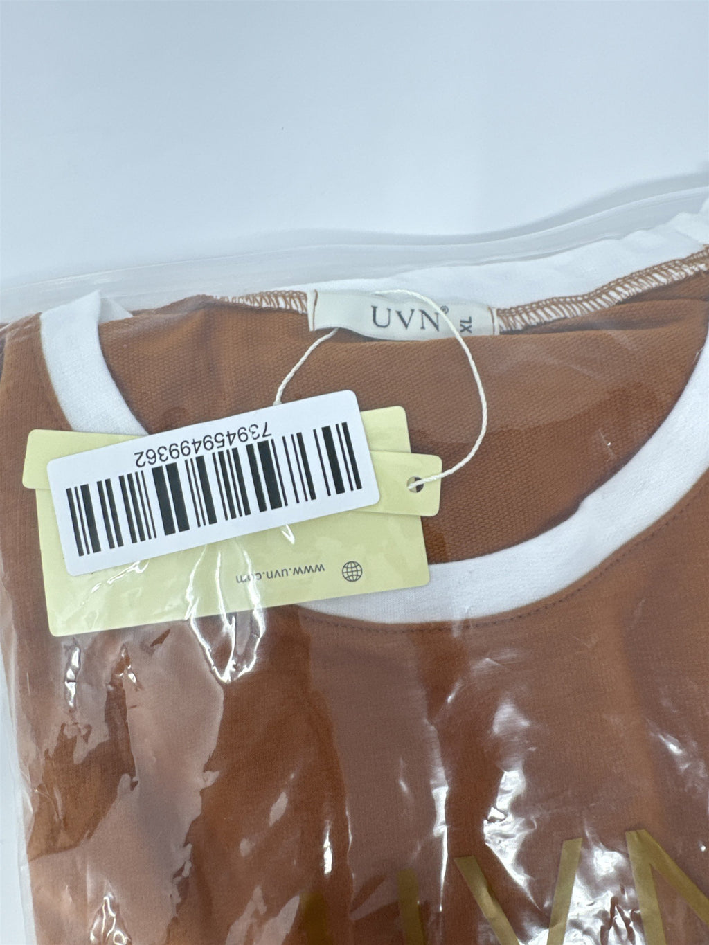 UVN 2pc Loungewear Set T-Shirt & Shorts Tracksuit Burnt Orange/Rust White XL