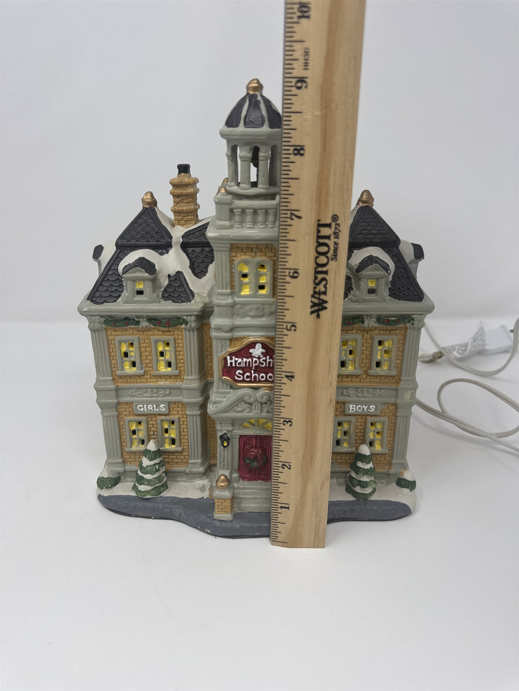 Vtg Hampshire School Village Building Lighted Victorian Schoolhouse Boys Girl