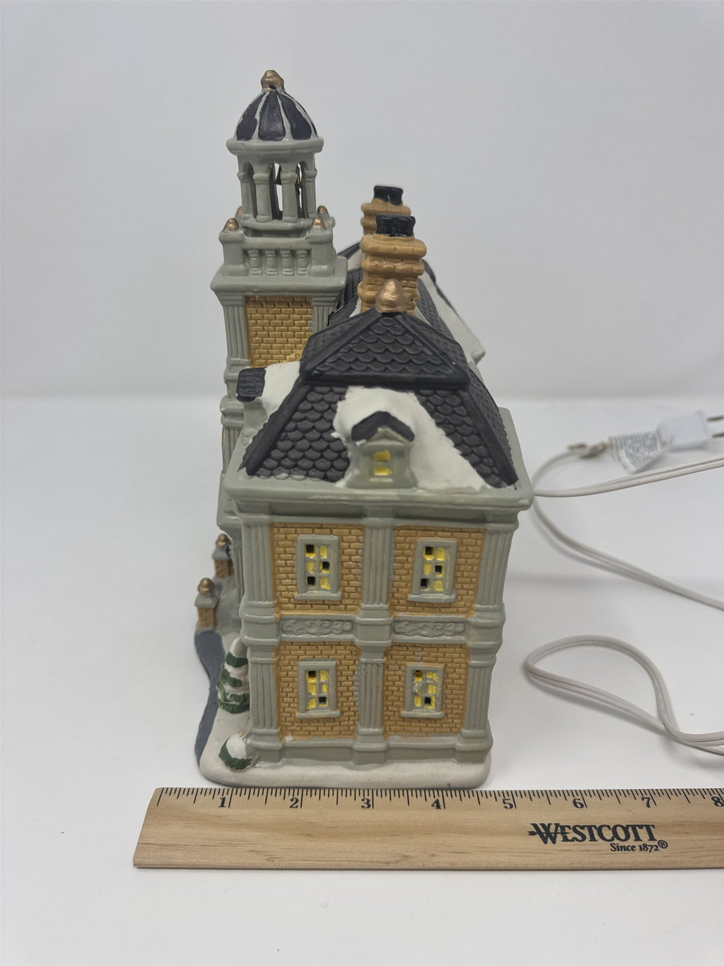 Vtg Hampshire School Village Building Lighted Victorian Schoolhouse Boys Girl