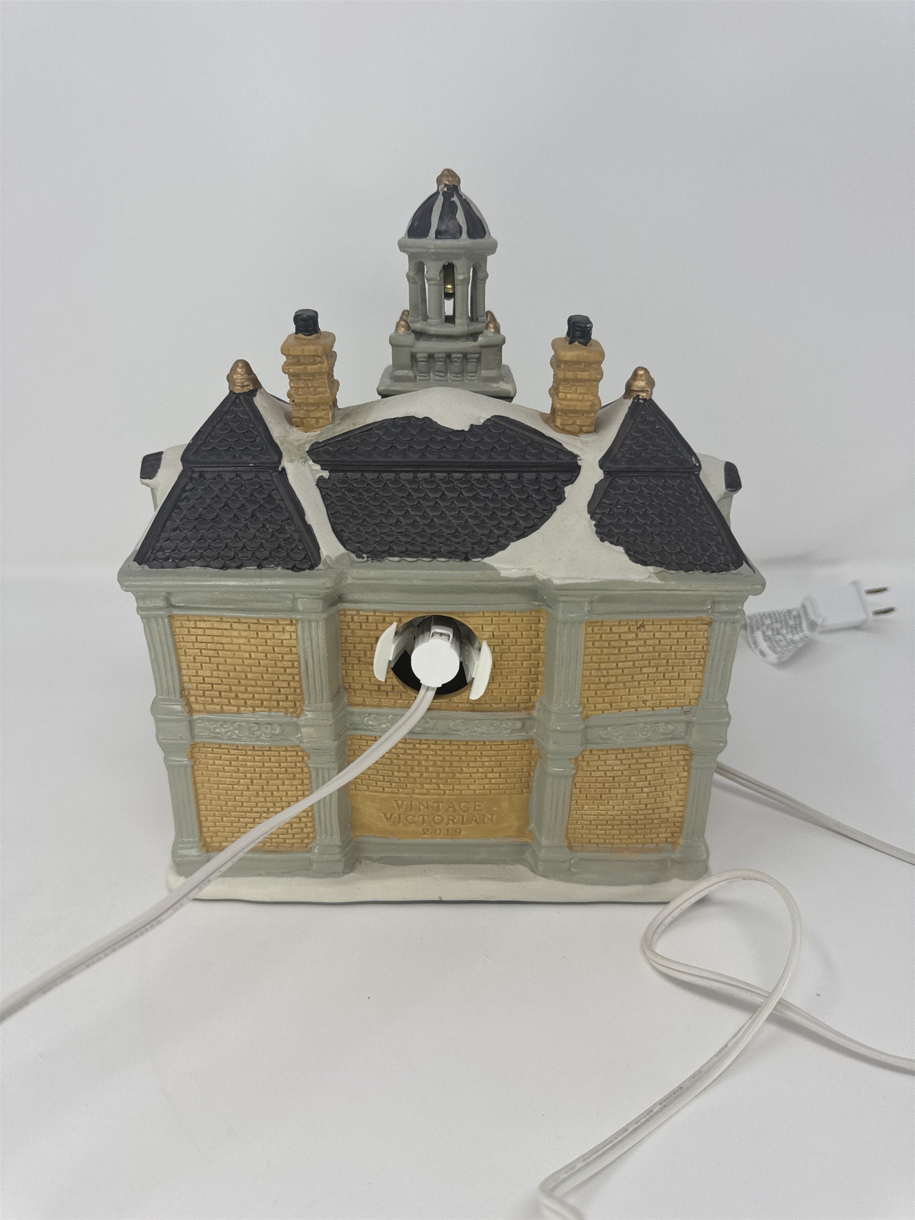 Vtg Hampshire School Village Building Lighted Victorian Schoolhouse Boys Girl