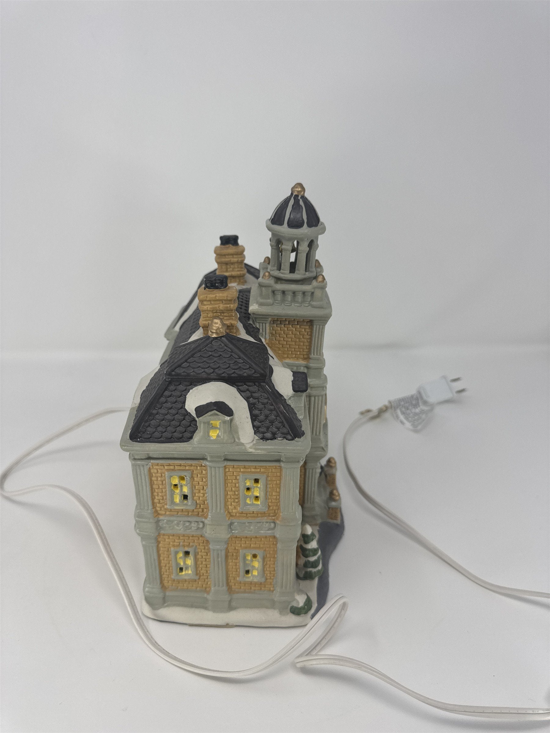 Vtg Hampshire School Village Building Lighted Victorian Schoolhouse Boys Girl