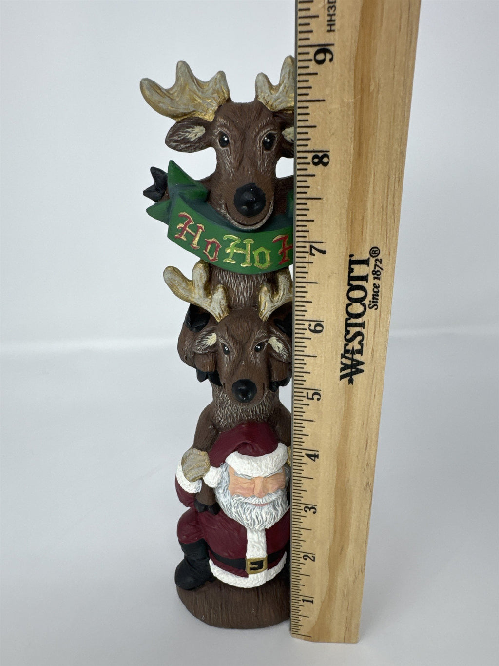 Vtg Handmade Christmas Santa Claus Totem Figurine Ho Ho Ho Stacked Figures