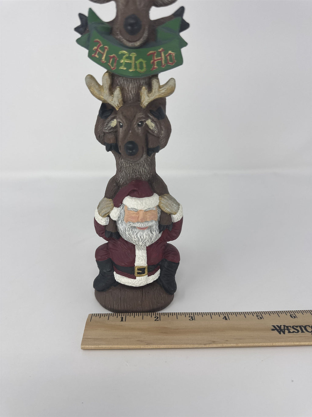 Vtg Handmade Christmas Santa Claus Totem Figurine Ho Ho Ho Stacked Figures