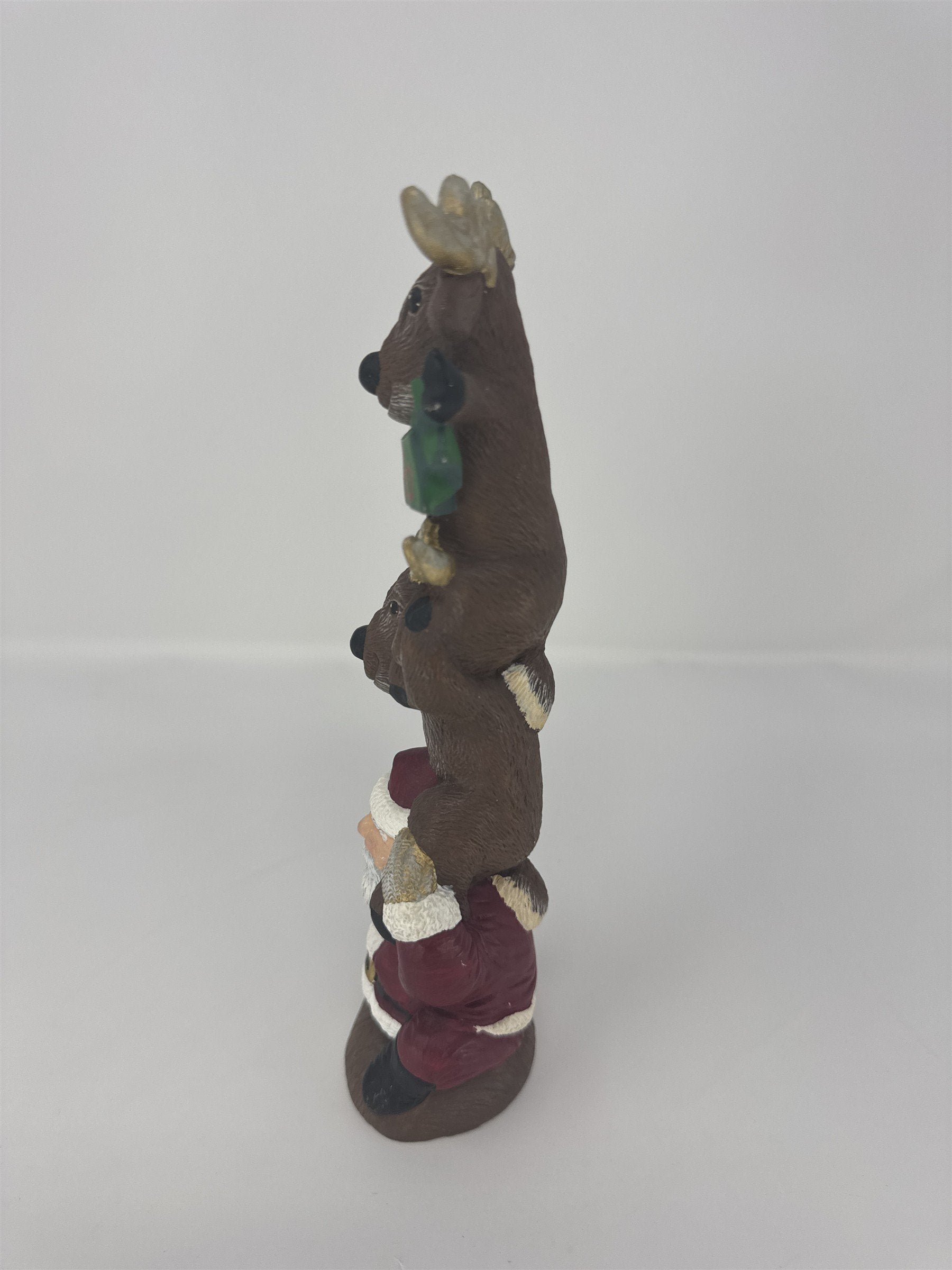 Vtg Handmade Christmas Santa Claus Totem Figurine Ho Ho Ho Stacked Figures