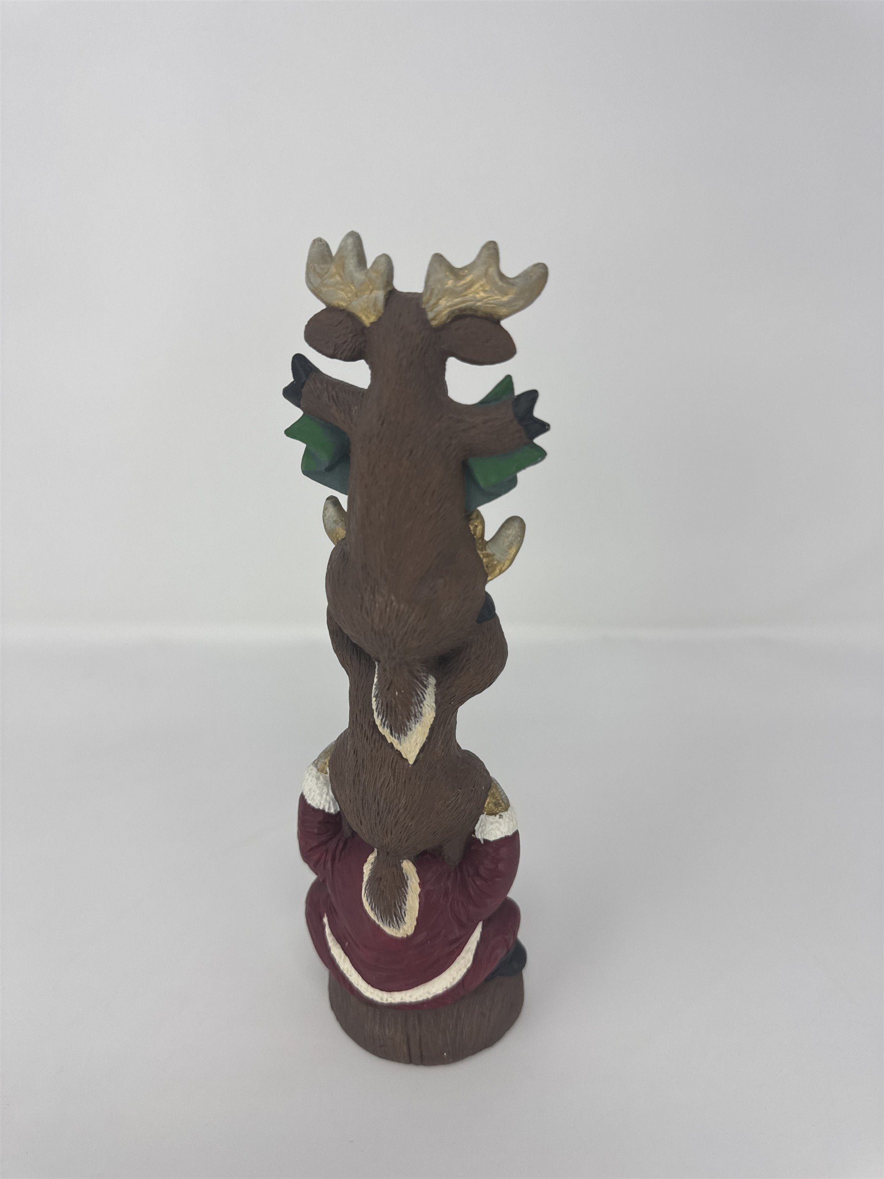 Vtg Handmade Christmas Santa Claus Totem Figurine Ho Ho Ho Stacked Figures