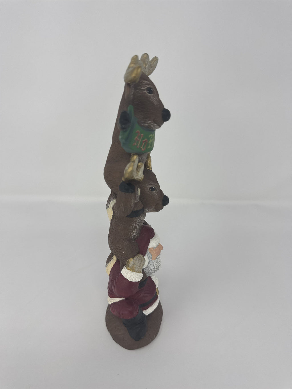 Vtg Handmade Christmas Santa Claus Totem Figurine Ho Ho Ho Stacked Figures
