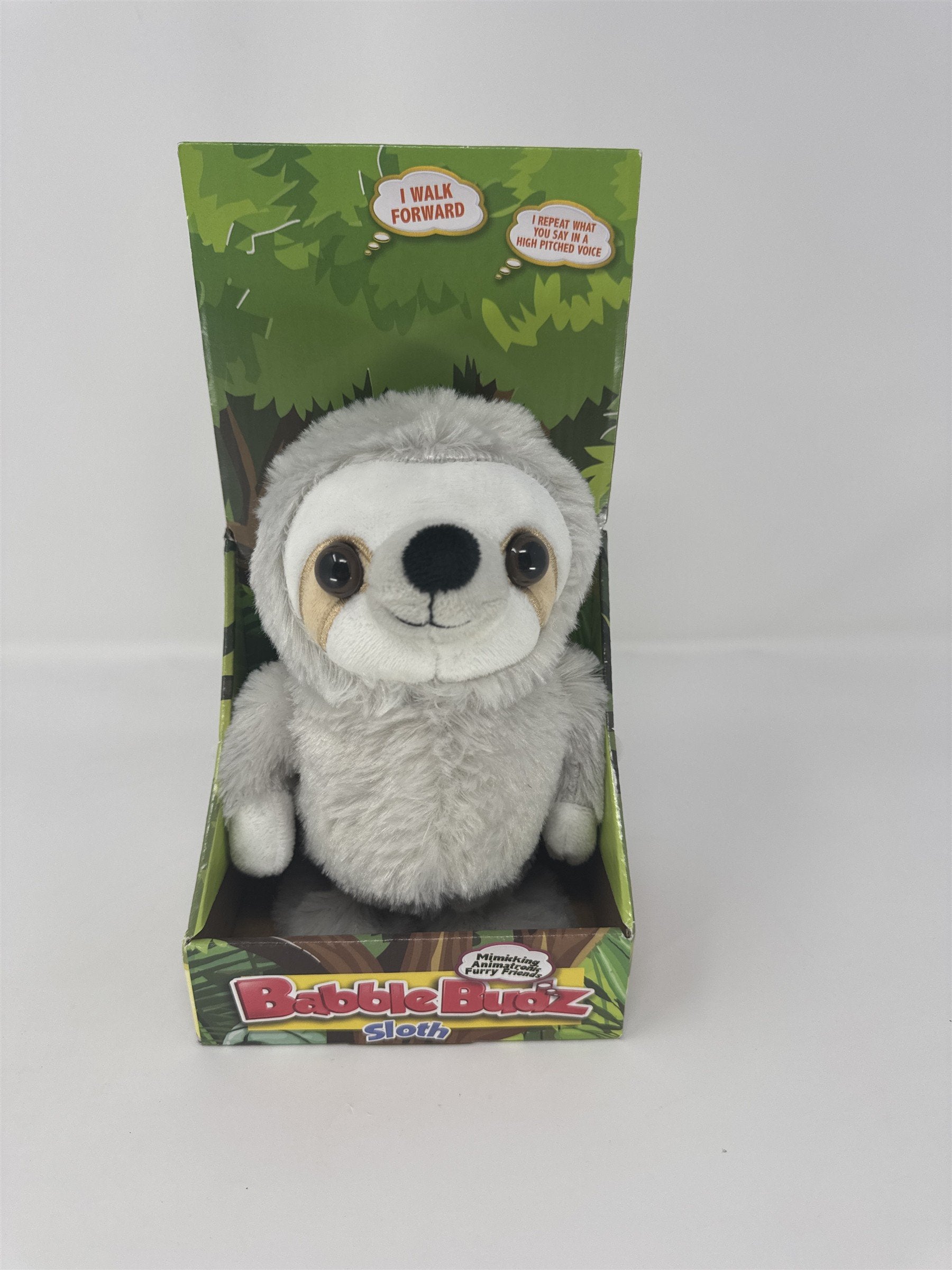 Babble Budz Sloth Mimicking Talk Back Animatronic Plush Toy Gray