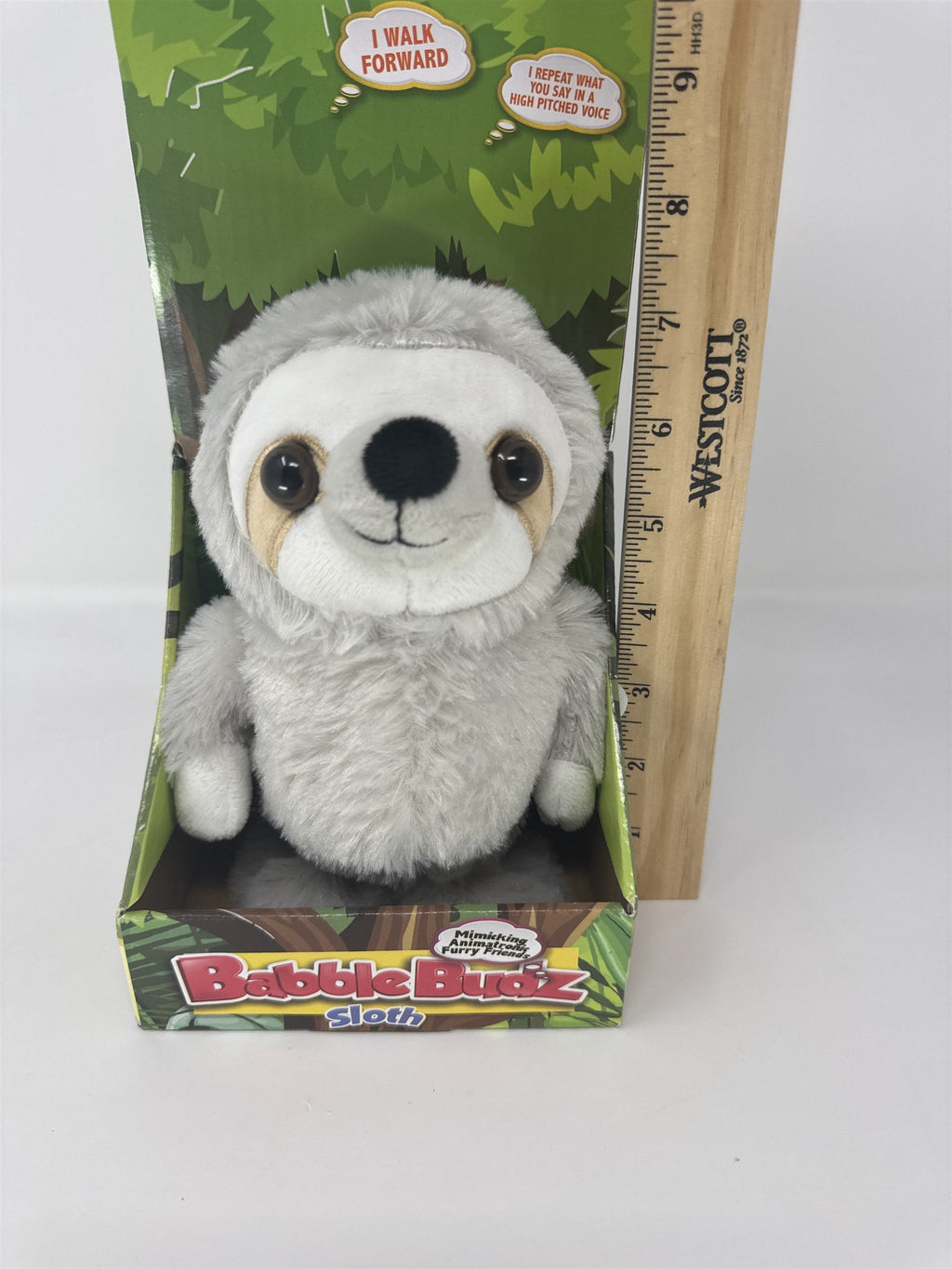 Babble Budz Sloth Mimicking Talk Back Animatronic Plush Toy Gray