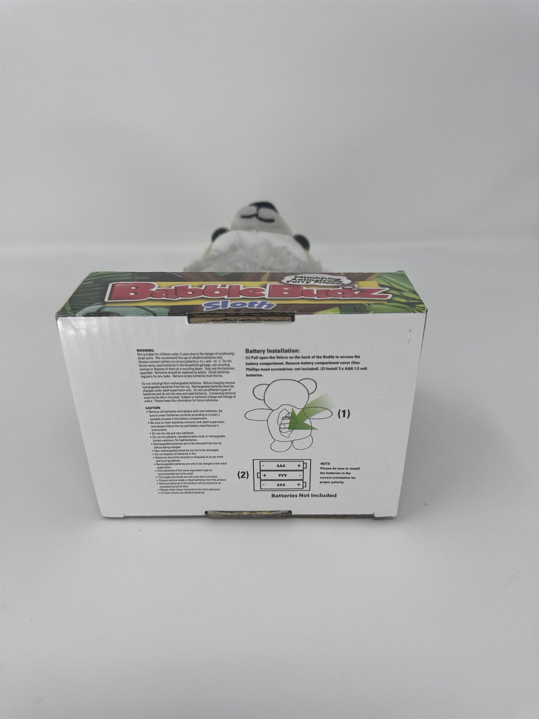 Babble Budz Sloth Mimicking Talk Back Animatronic Plush Toy Gray