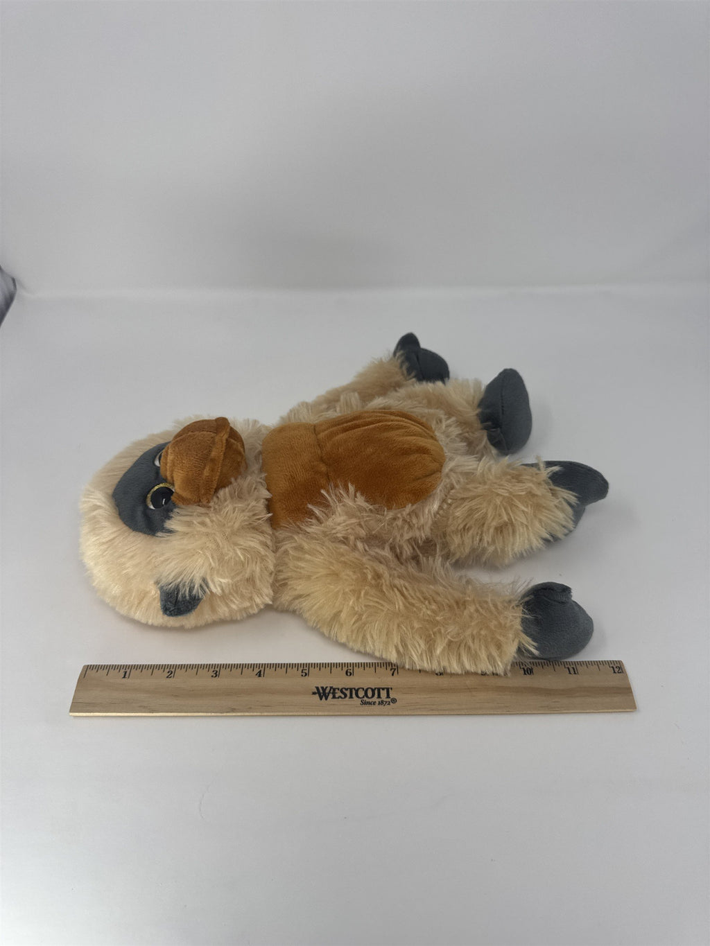 Goffa International Brown Tan Monkey Plush Stuffed Animal Sitting Soft Toy 11”