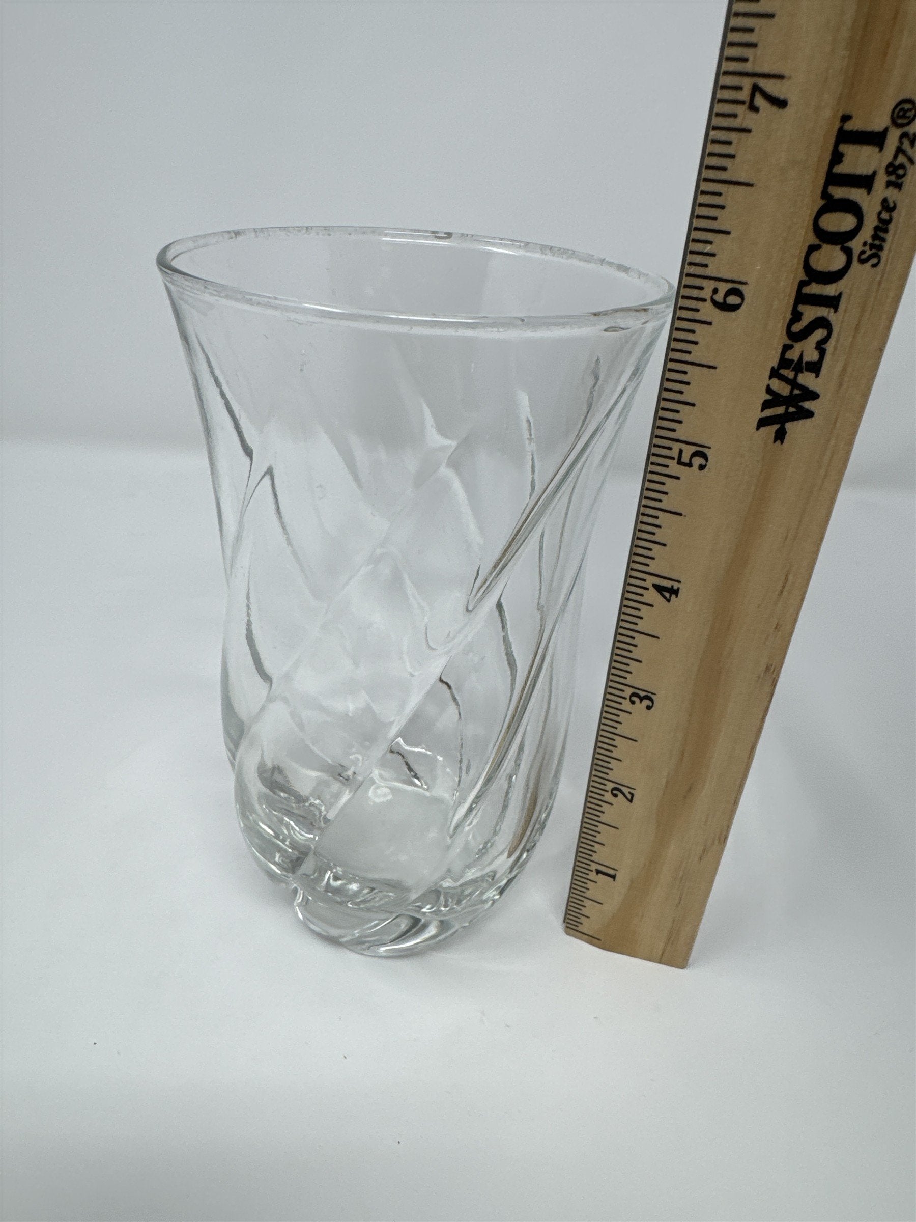 Vtg Clear Swirl Glass Votive Candle Holder Twisted Tulip Stem Flower Vase 6”