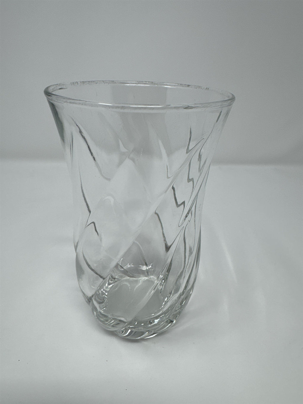 Vtg Clear Swirl Glass Votive Candle Holder Twisted Tulip Stem Flower Vase 6”