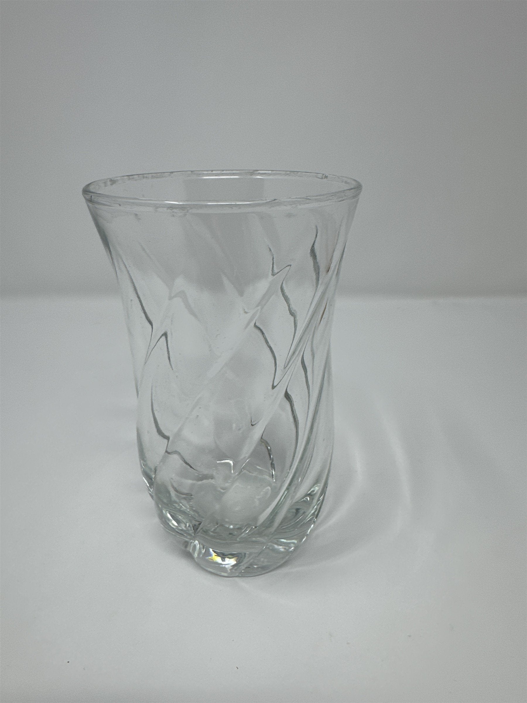 Vtg Clear Swirl Glass Votive Candle Holder Twisted Tulip Stem Flower Vase 5”