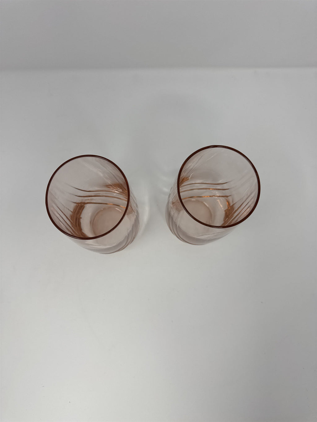Pair of Peach Gradient Drinking Glasses /w Ripples Elegant Glasses Set of 2