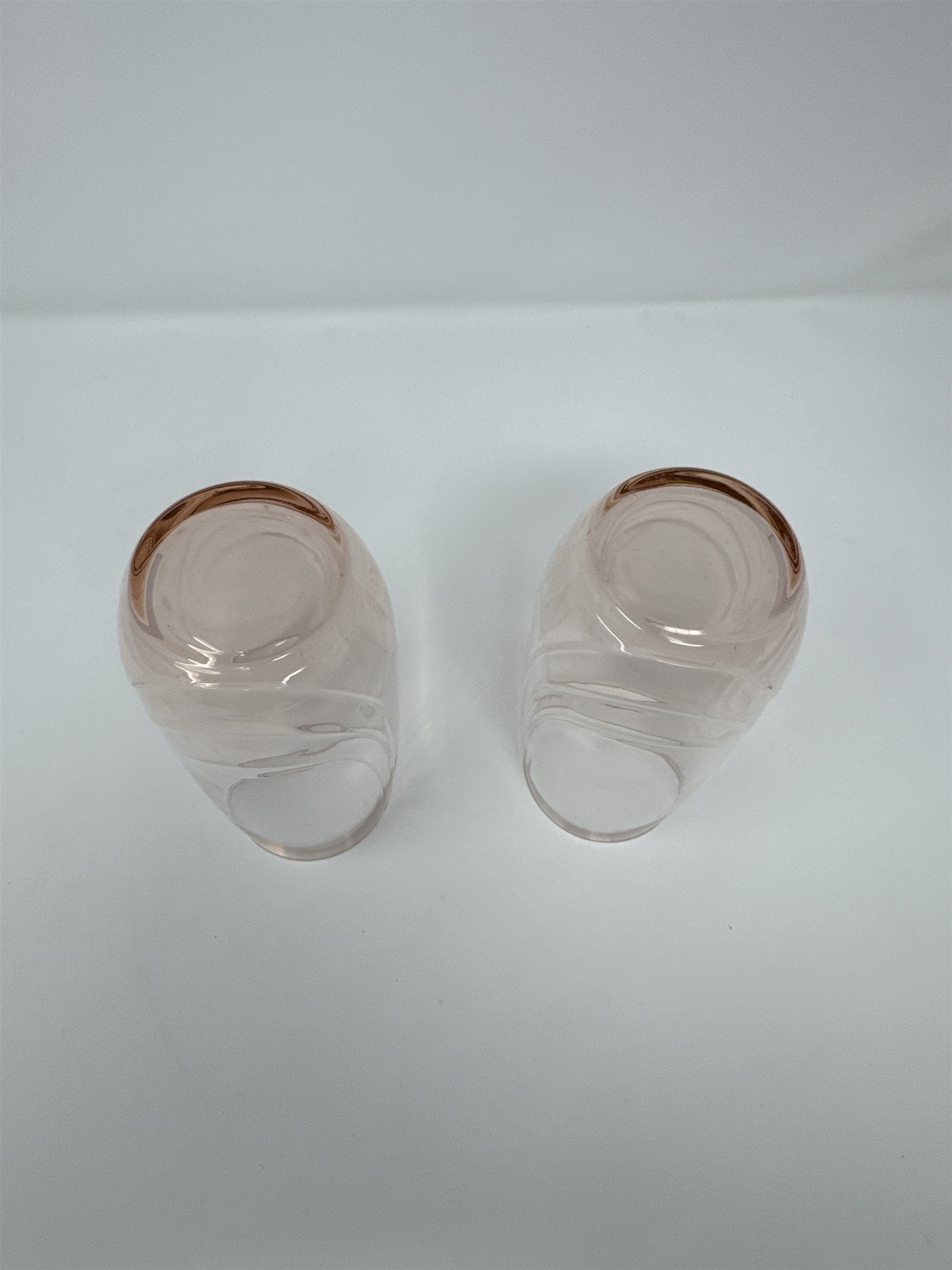 Pair of Peach Gradient Drinking Glasses /w Ripples Elegant Glasses Set of 2