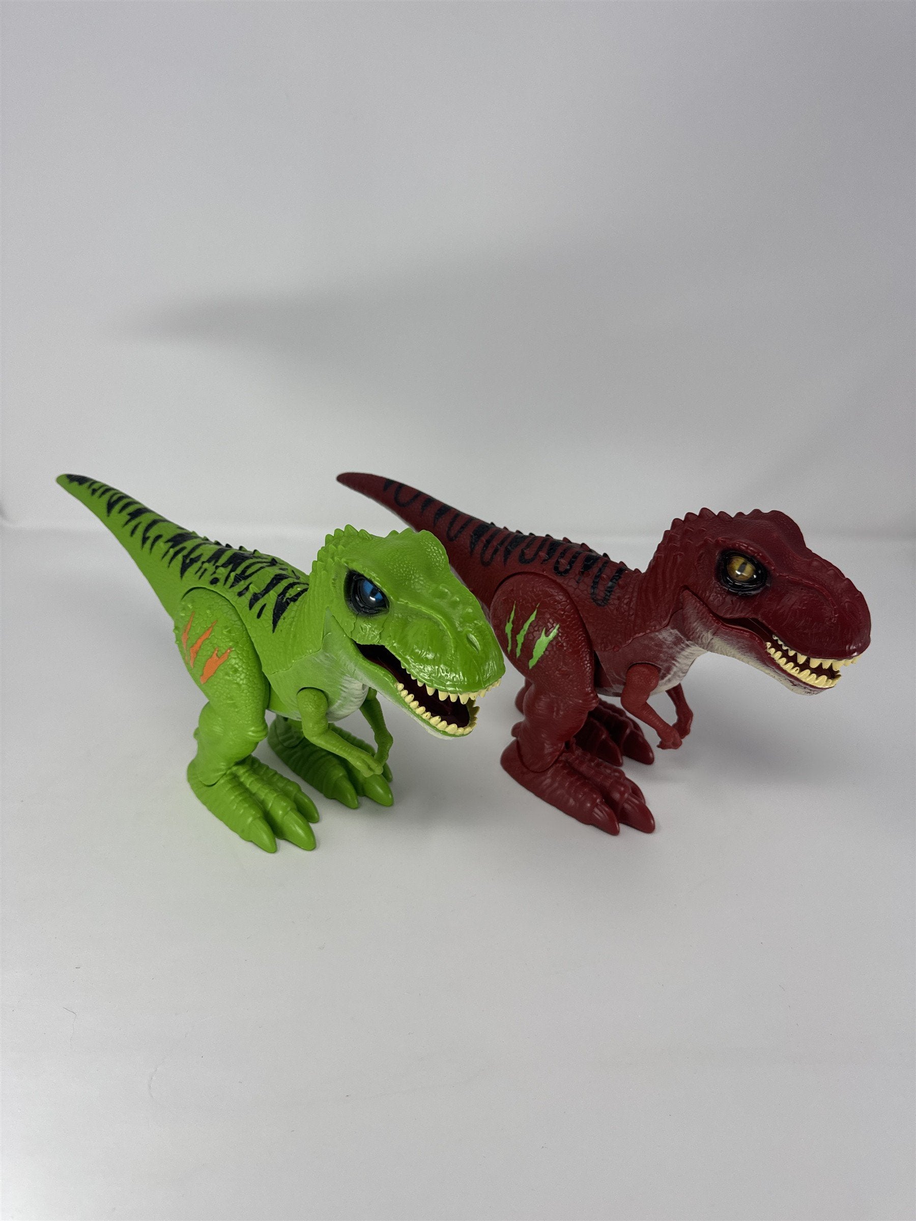 Zuru Robo Alive T-Rex Dinosaur Pair Green & Red Robotic Walking Toy Figures