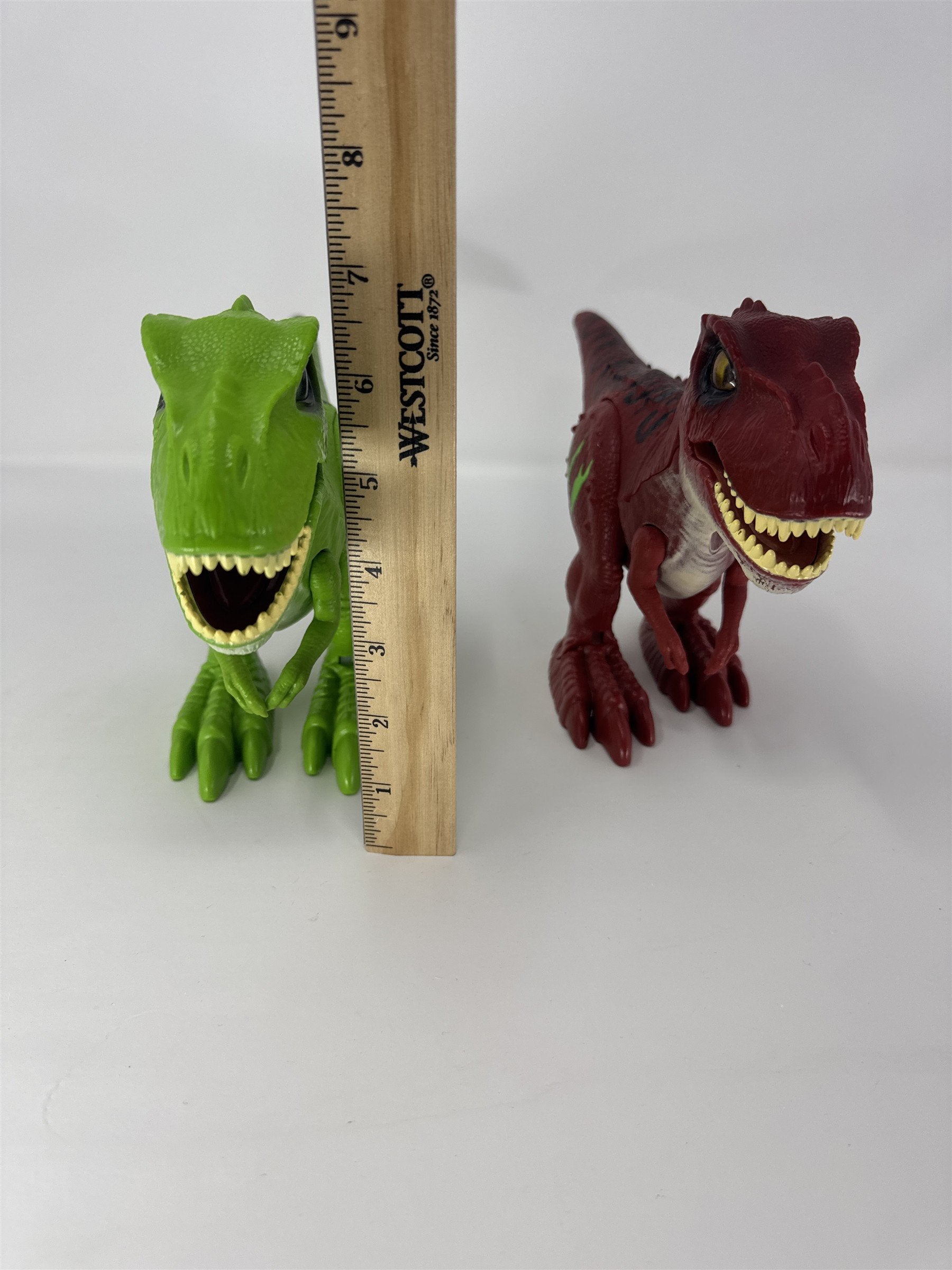 Zuru Robo Alive T-Rex Dinosaur Pair Green & Red Robotic Walking Toy Figures