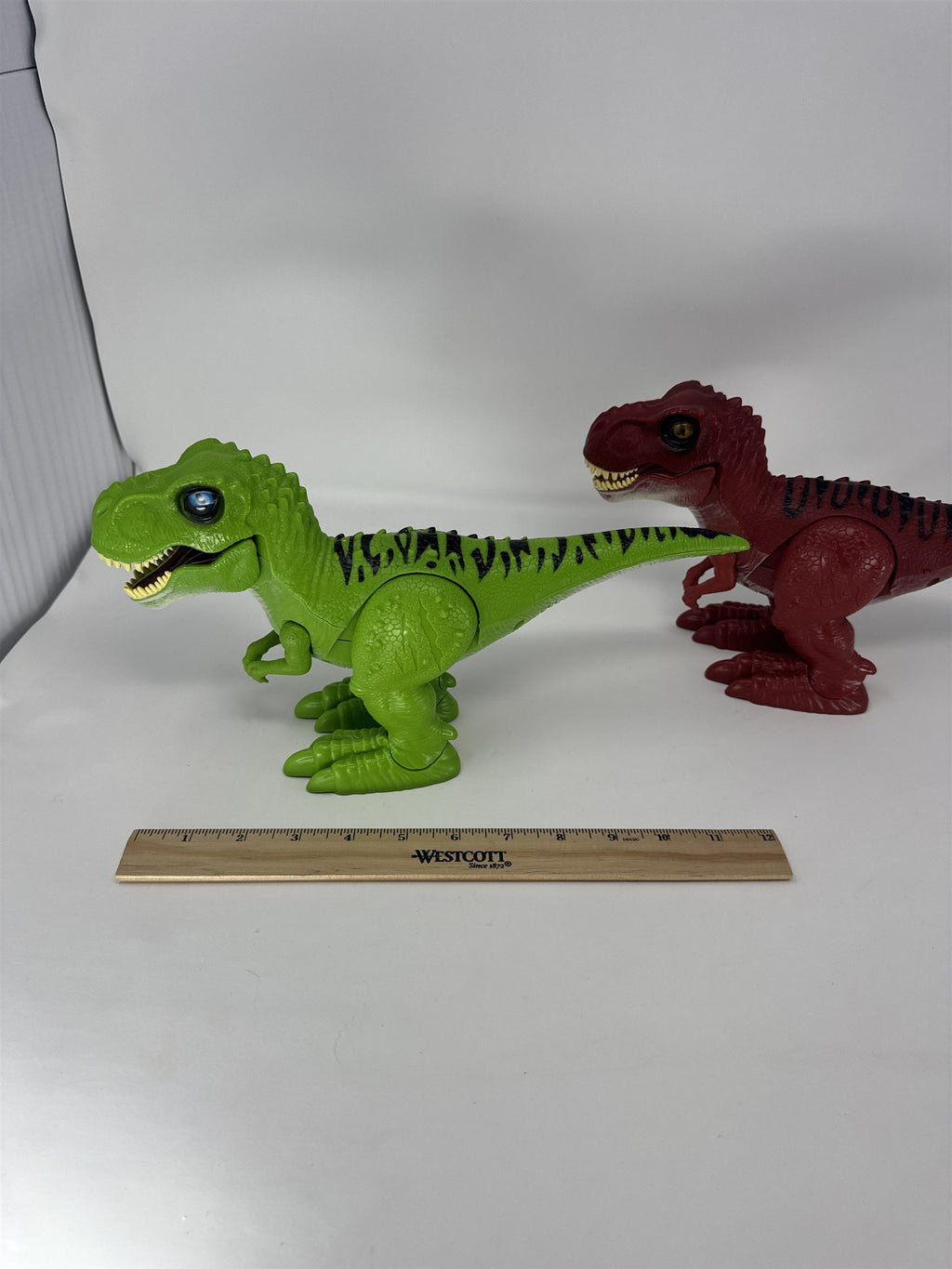 Zuru Robo Alive T-Rex Dinosaur Pair Green & Red Robotic Walking Toy Figures