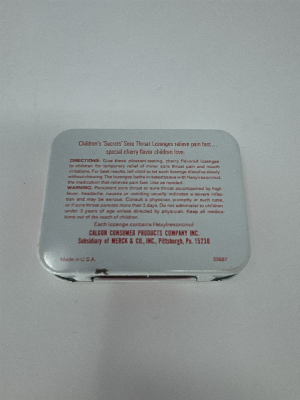 Vintage Calgon Merck Sucrets Sore Throat Lozenges Tin Container Pittsburgh PA