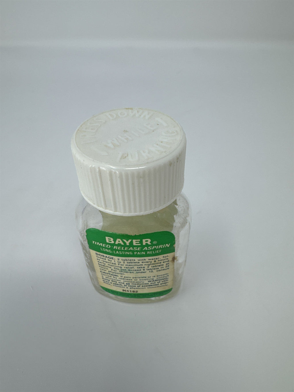 Vtg Bayer Aspirin Glass Jar White Metal Lid Medicine Bottle Pharmacy Decor