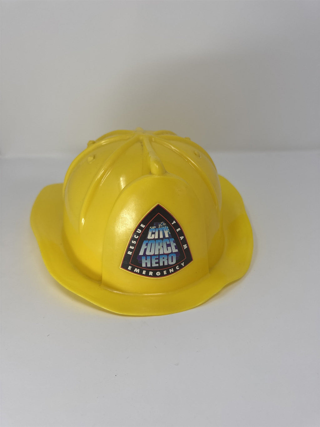 Vtg City Force Hero Toy Hardhat Yellow Plastic Rescue Team Emergency Fireman Hat