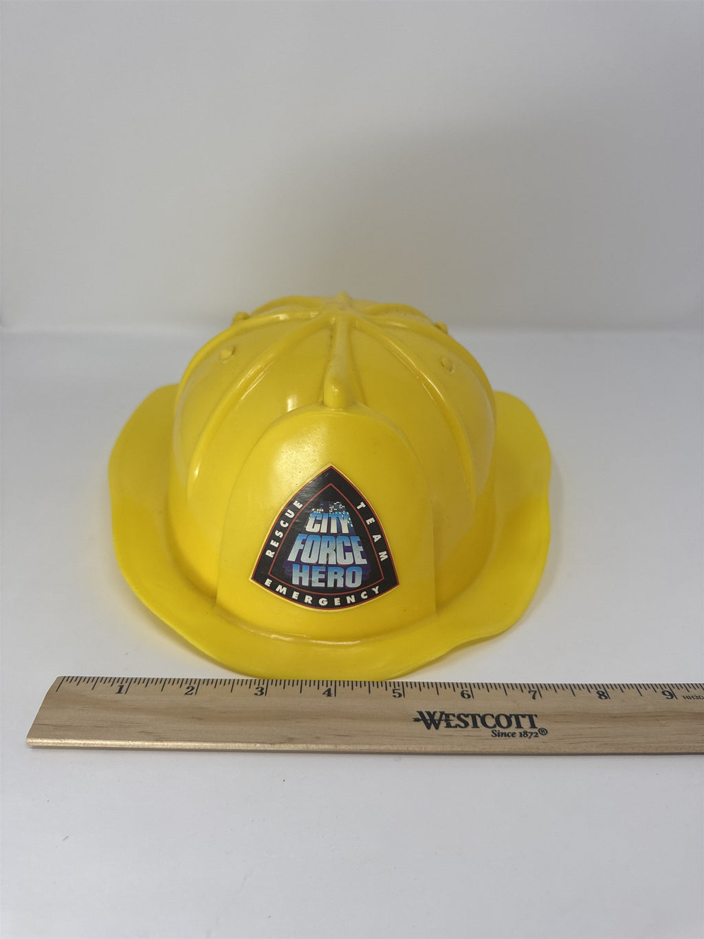 Vtg City Force Hero Toy Hardhat Yellow Plastic Rescue Team Emergency Fireman Hat