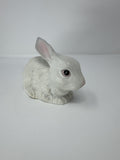 Vtg White Rabbit Bunny Figurine Ceramic Textured Fur Pink Ears Thailand