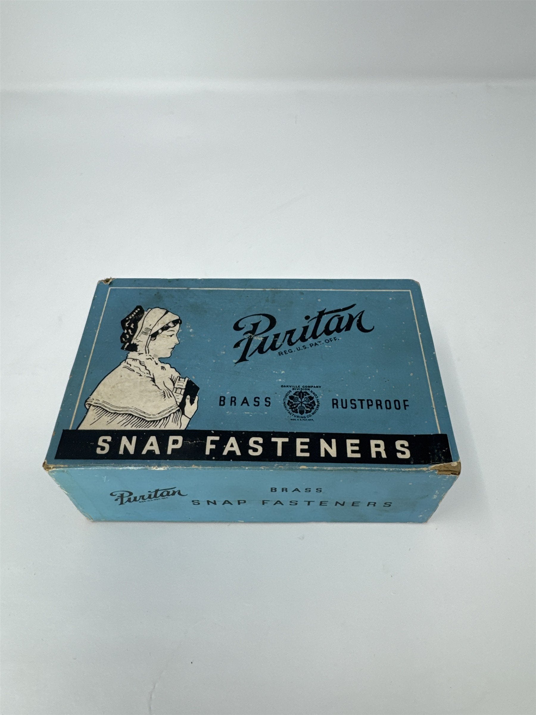 Vtg Puritan Brass Snap Fasteners Black Square Size 1-0 Rustproof Great Gross Box