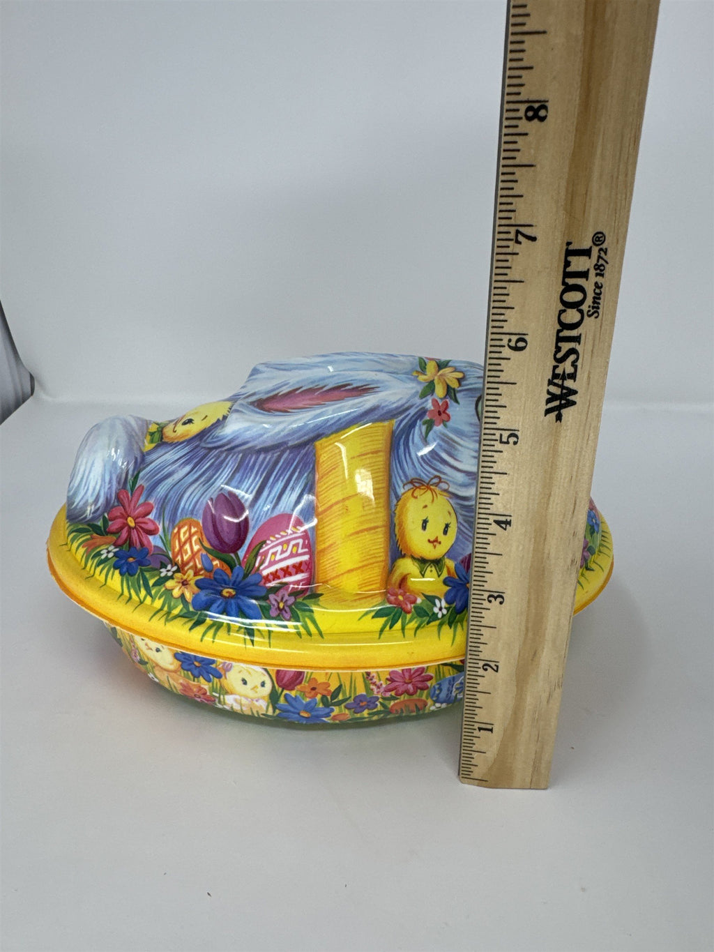 Vtg Ullman Co Easter Bunny Chick 2 Pc Basket Container Made in USA Kitschy