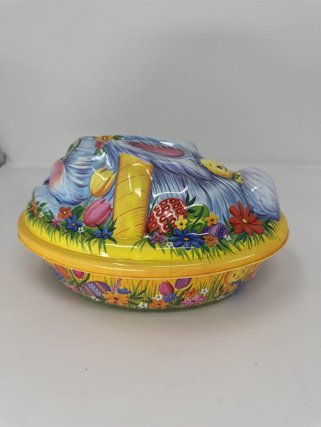 Vtg Ullman Co Easter Bunny Chick 2 Pc Basket Container Made in USA Kitschy