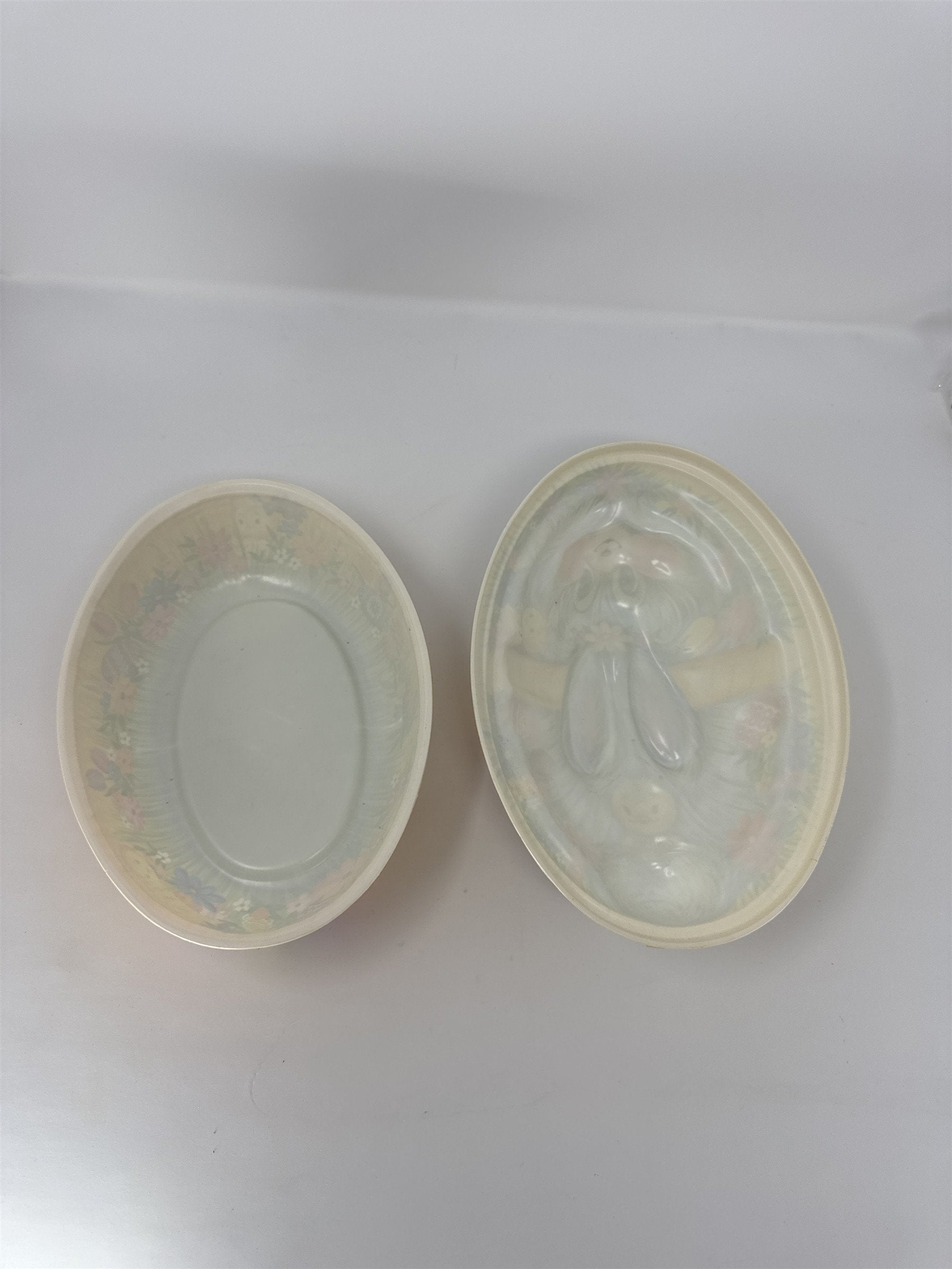 Vtg Ullman Co Easter Bunny Chick 2 Pc Basket Container Made in USA Kitschy