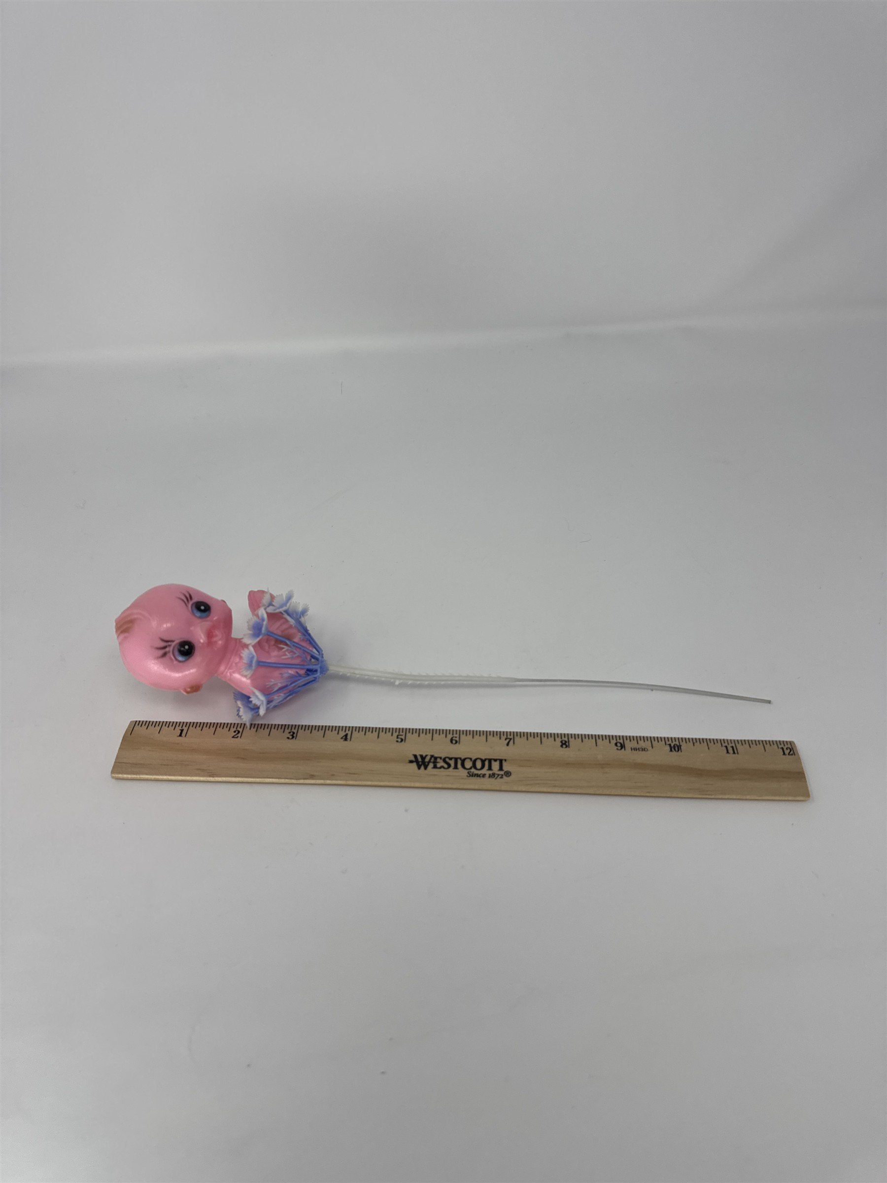 Vtg Pink Plastic Duck Floral Pick Big Eye Duckling Retro MCM Baby Shower Craft