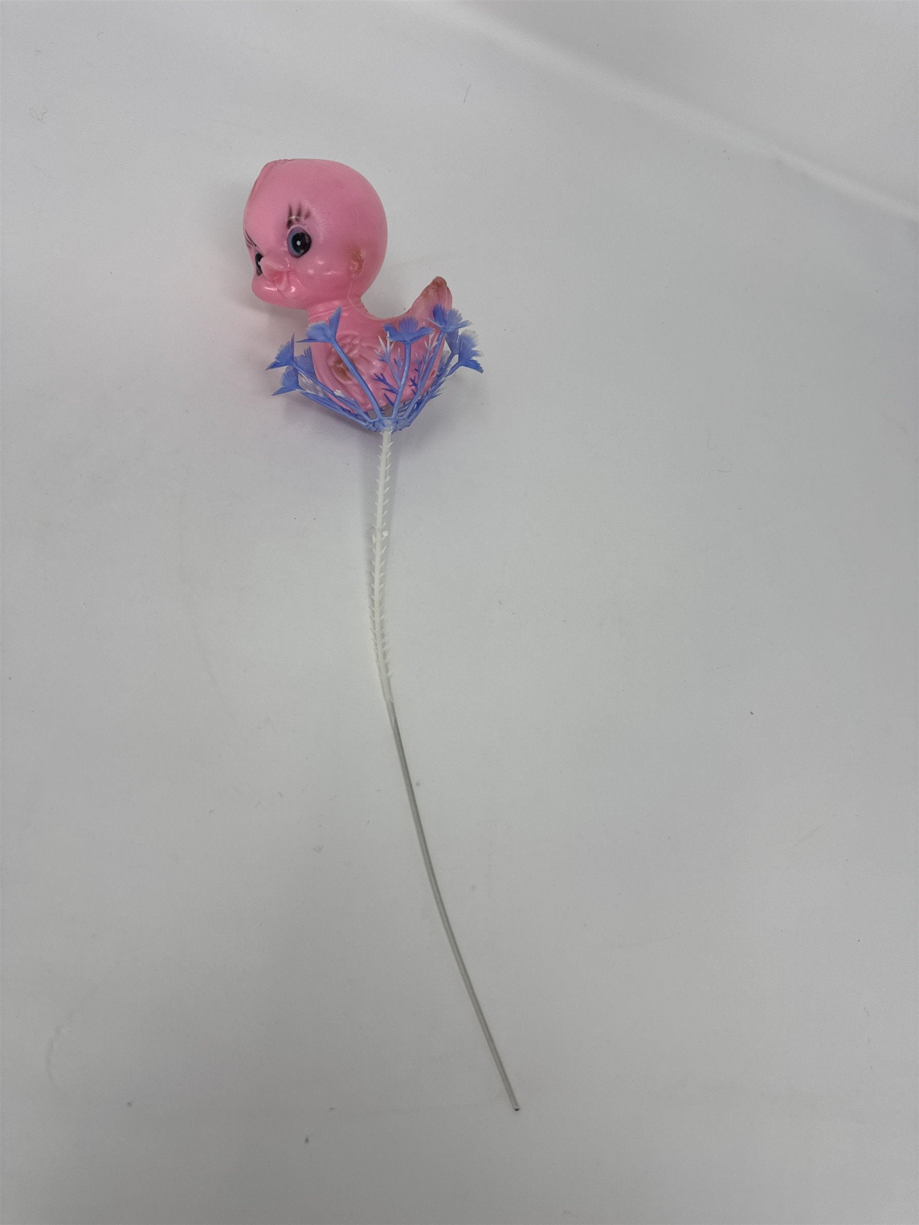 Vtg Pink Plastic Duck Floral Pick Big Eye Duckling Retro Baby Shower Craft MCM