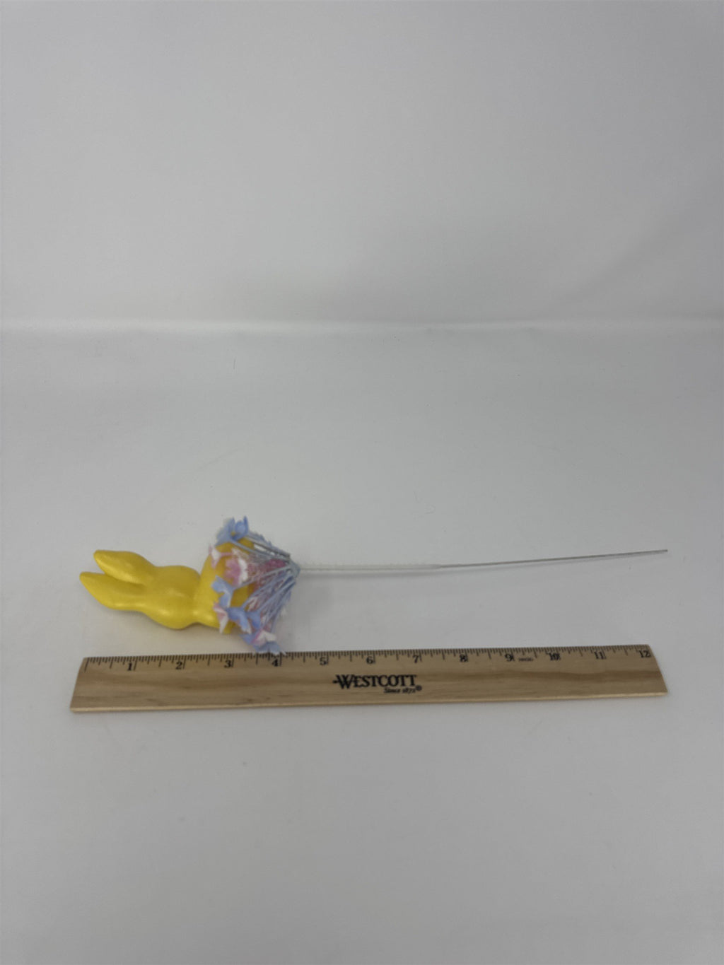 Vtg Yellow Plastic Bunny Rabbit Floral Pick Big Eye MCM Retro Easter Craft 12"