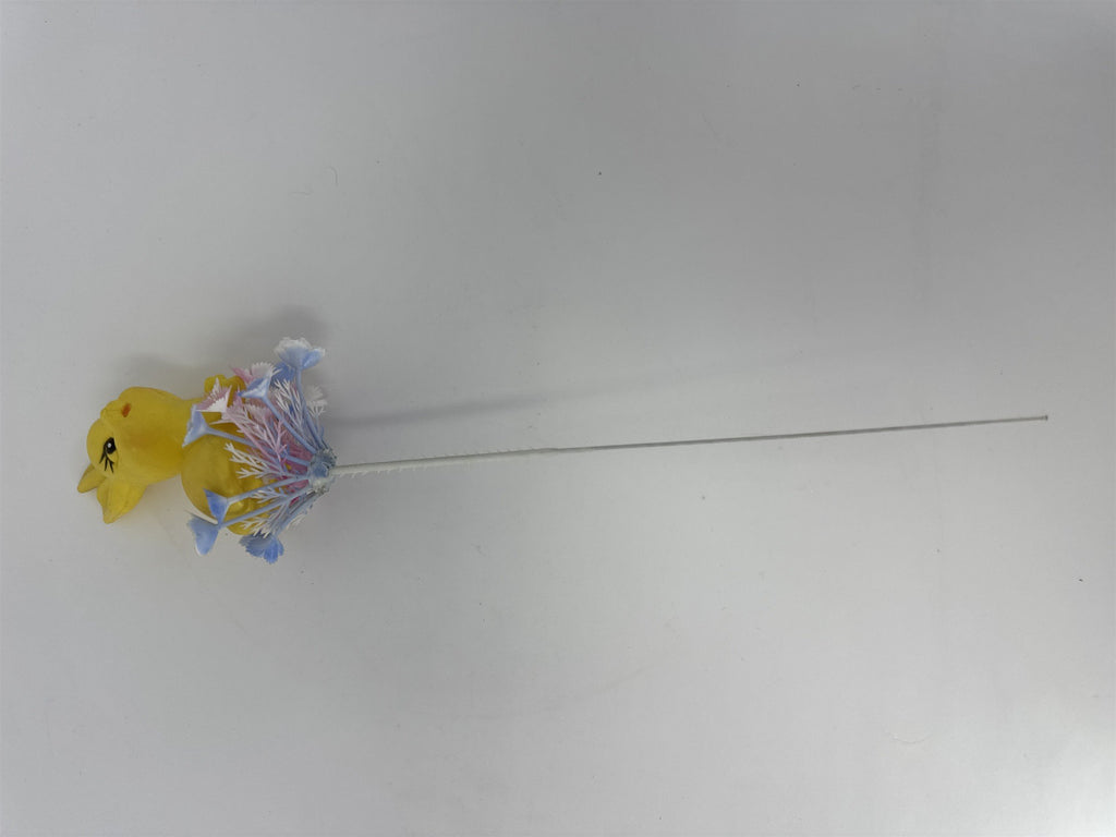 Vtg Yellow Plastic Bunny Rabbit Floral Pick Big Eye MCM Retro Easter Craft 12"