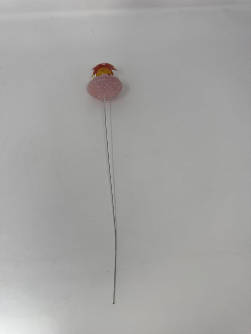 Vtg Easter Pink Sugared Egg Chick Floral Pick Flocked Chenille Ornament Spray 13