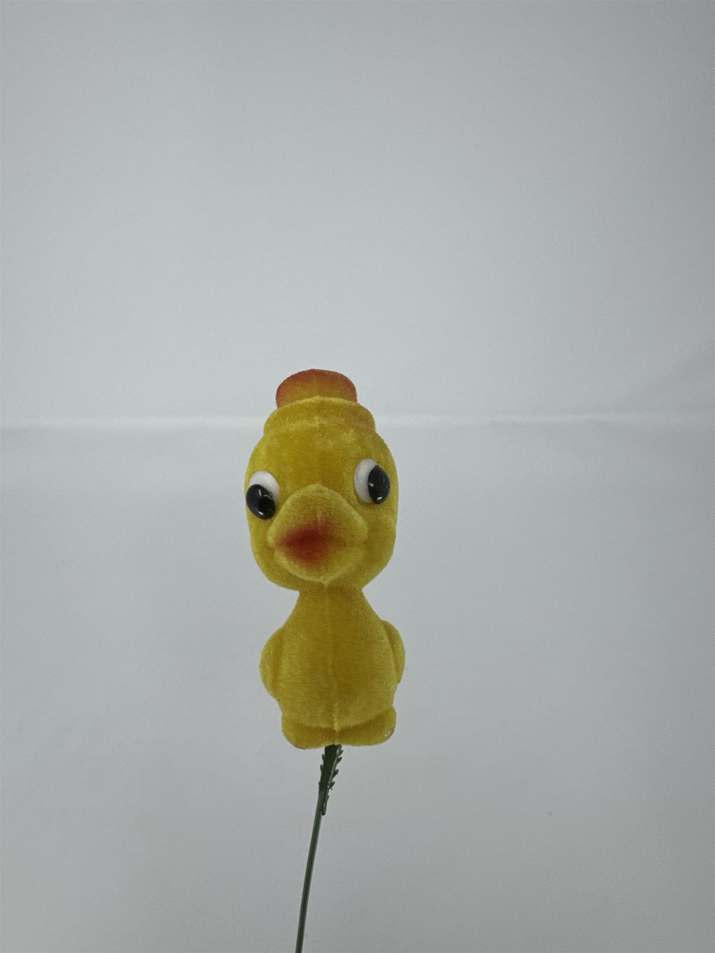 Vtg Easter Flocked Yellow Duckling Floral Pick Top Hat Figurine Duck Spray 14"