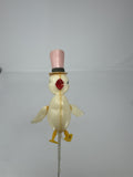 Vtg Easter Plastic Duck Floral Pick Pink Top Hat Duckling Figurine Spray 14"