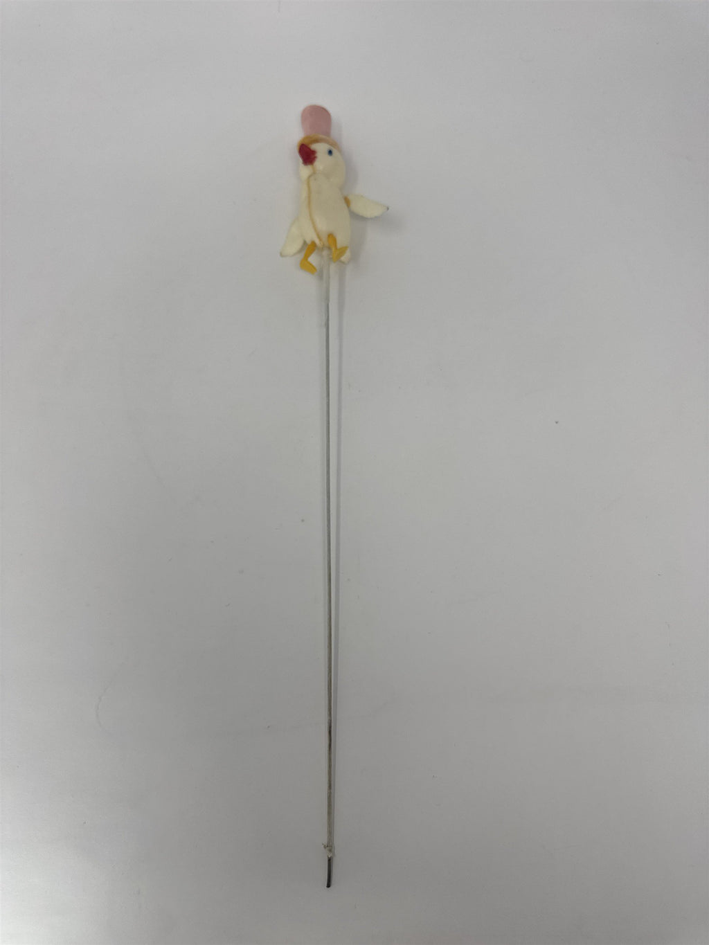 Vtg Easter Plastic Duck Floral Pick Pink Top Hat Duckling Figurine Spray 14"