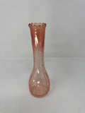 Vtg Jeannette Peach Color Ribbed Bud Vase 8.5" Flash Glass MCM