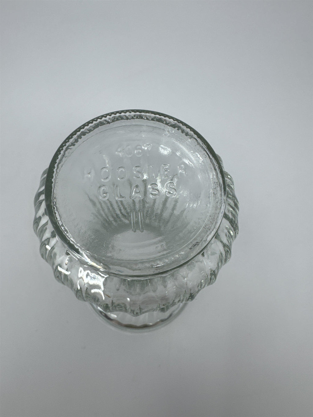 Vtg 5.5" Hoosier Glass 4067 Clear Swirl Ribbed Bud Vase MCM Flower Decoration