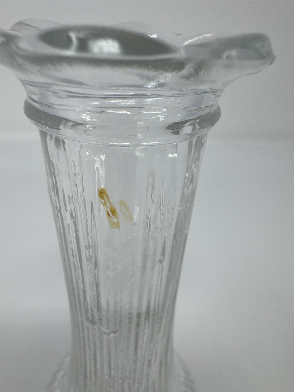 Vtg 6" Randall Clear Glass Ribbed Bud Vase Scalloped Flower Petal Rim MCM Art