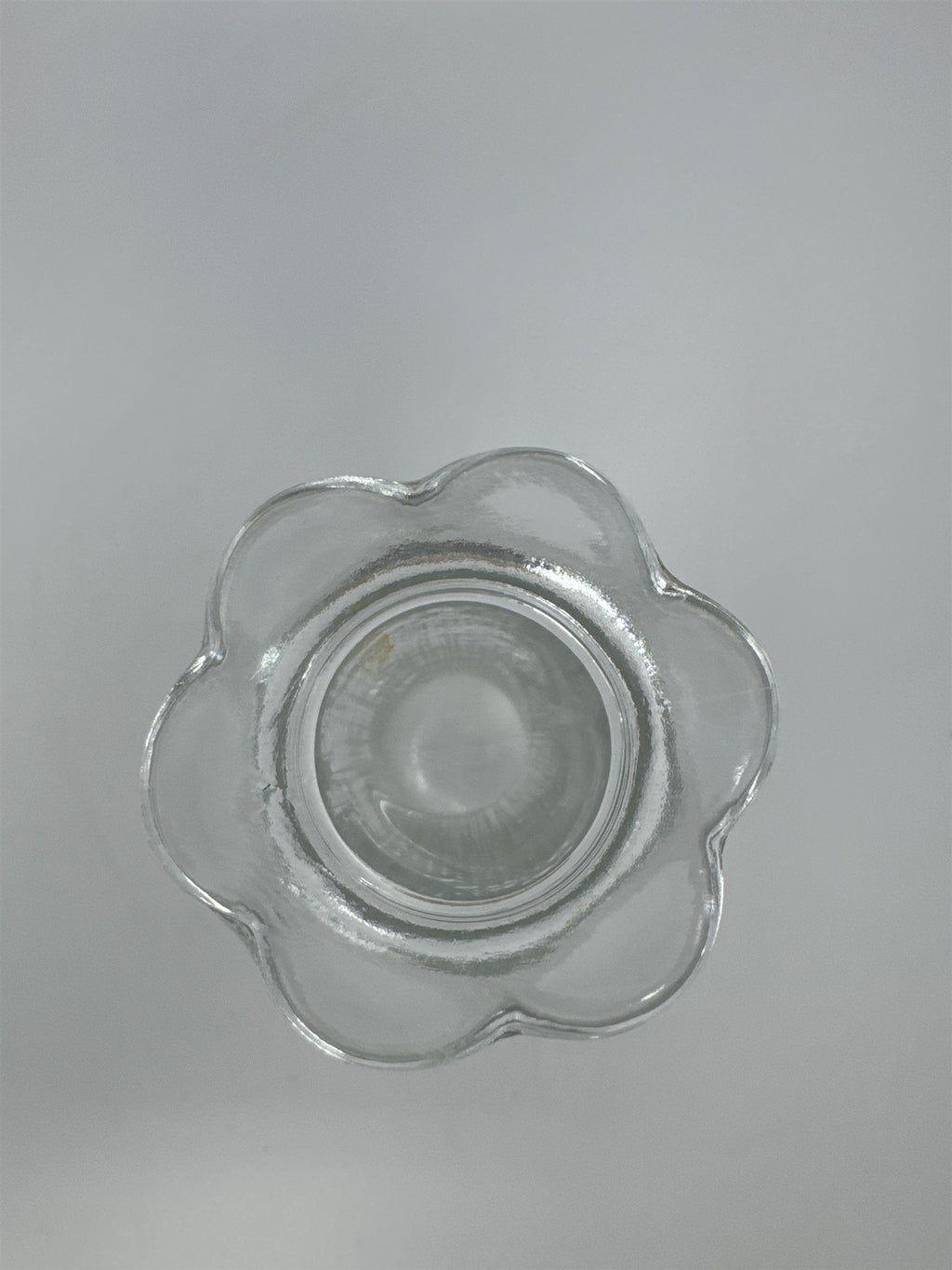 Vtg 6" Randall Clear Glass Ribbed Bud Vase Scalloped Flower Petal Rim MCM Art