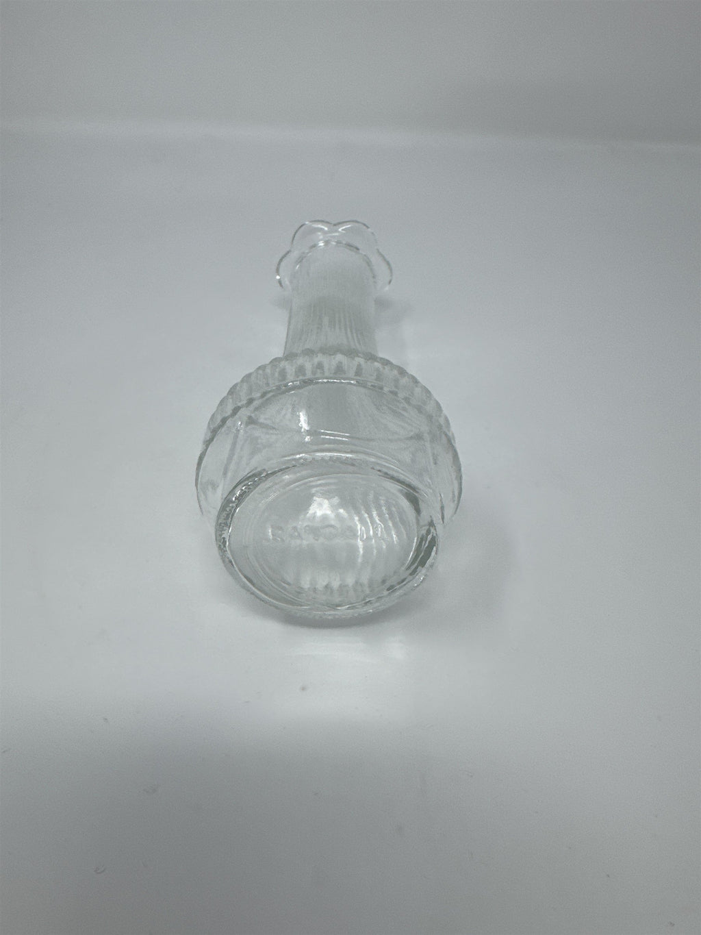 Vtg 6" Randall Clear Glass Ribbed Bud Vase Scalloped Flower Petal Rim MCM Art